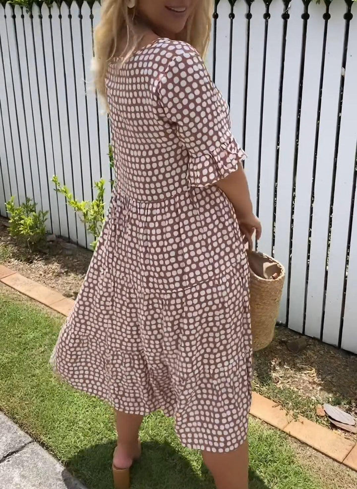 ZORA | ROBE MIDI À MANCHES COURTES EN SABLE