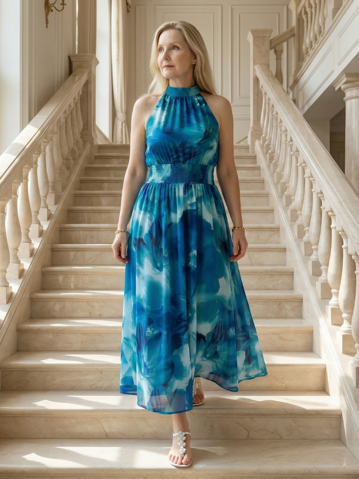 Béatrice | Robe Maxi Fleurie Dos-Nu