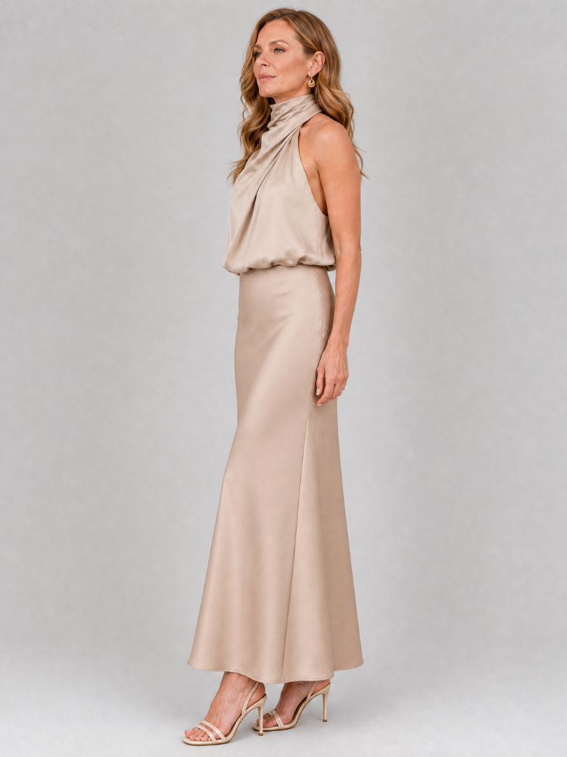 Maud | Robe Maxi en Satin Dos-Nu