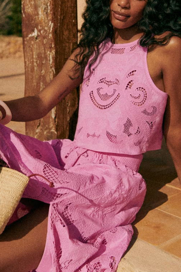 Gráinne - Pink Lace Set