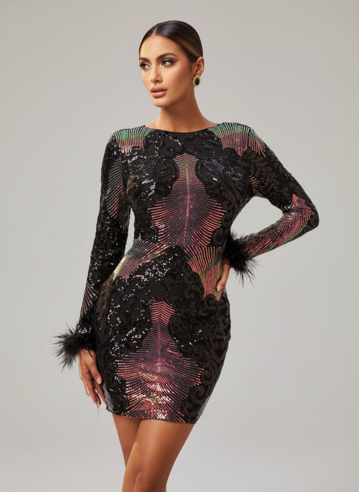 Apolline | Robe Mini à Paillettes Irisées