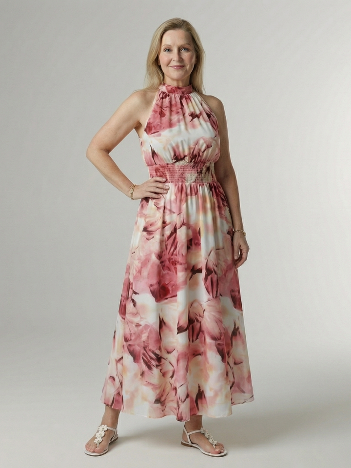 Béatrice | Robe Maxi Fleurie Dos-Nu