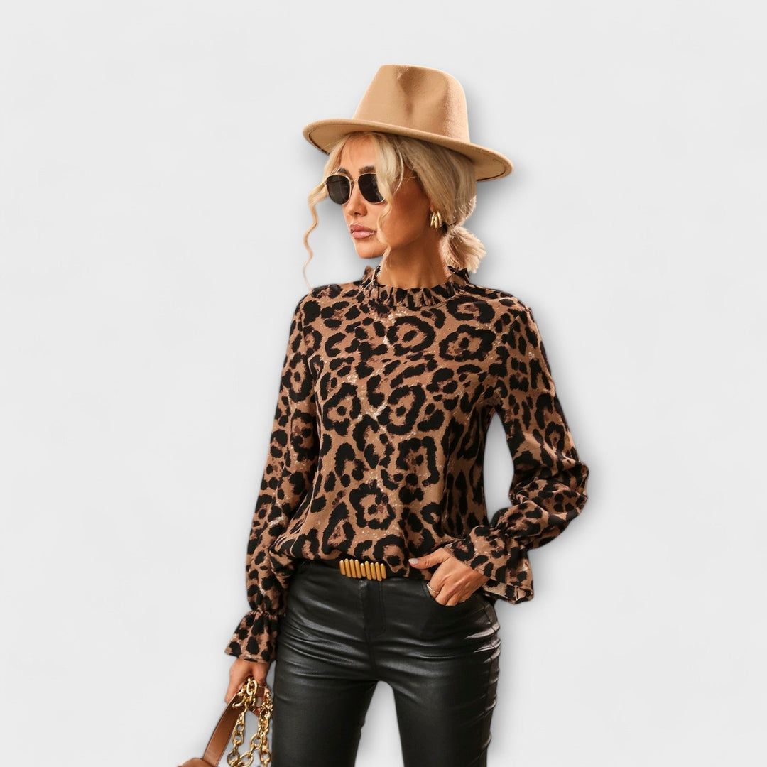 Eabha - Pleated Leopard Blouse