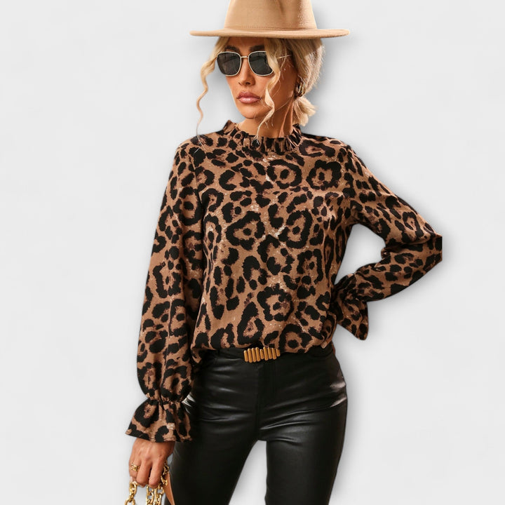 Eabha - Pleated Leopard Blouse