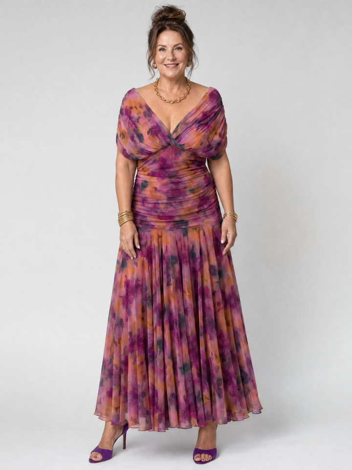 Axelle | Robe Midi Fleurie Aquarelle