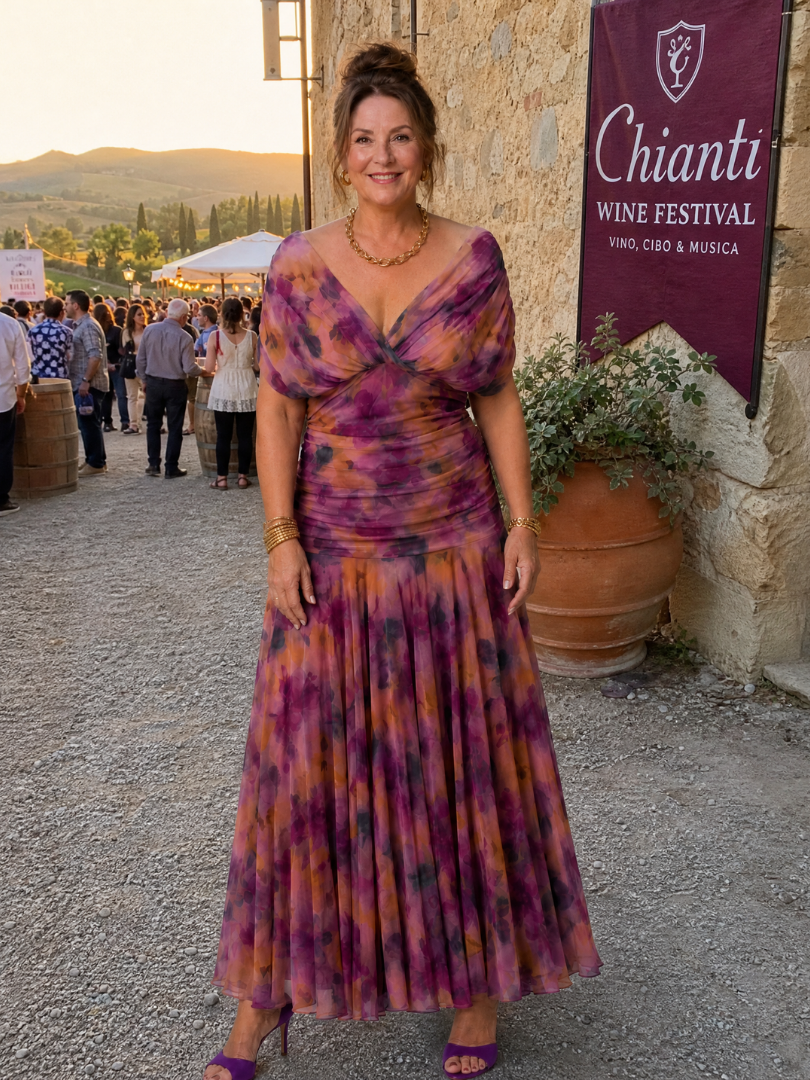 Axelle | Robe Midi Fleurie Aquarelle