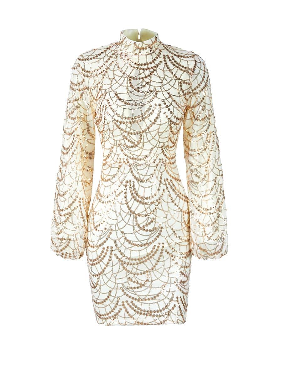 Liliane | Robe Mini en Dentelle et Paillettes