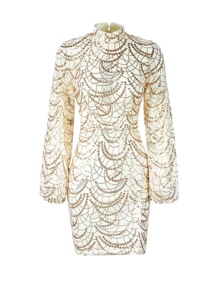 Liliane | Robe Mini en Dentelle et Paillettes
