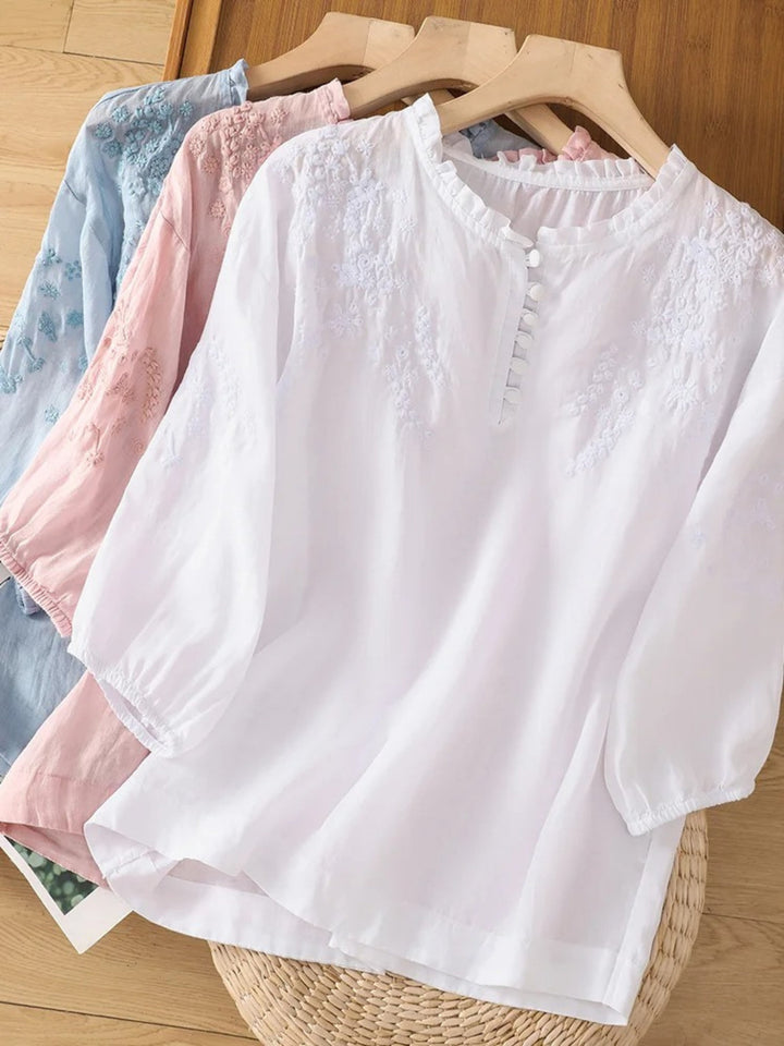 Dervla - Embroidered Linen Blouse