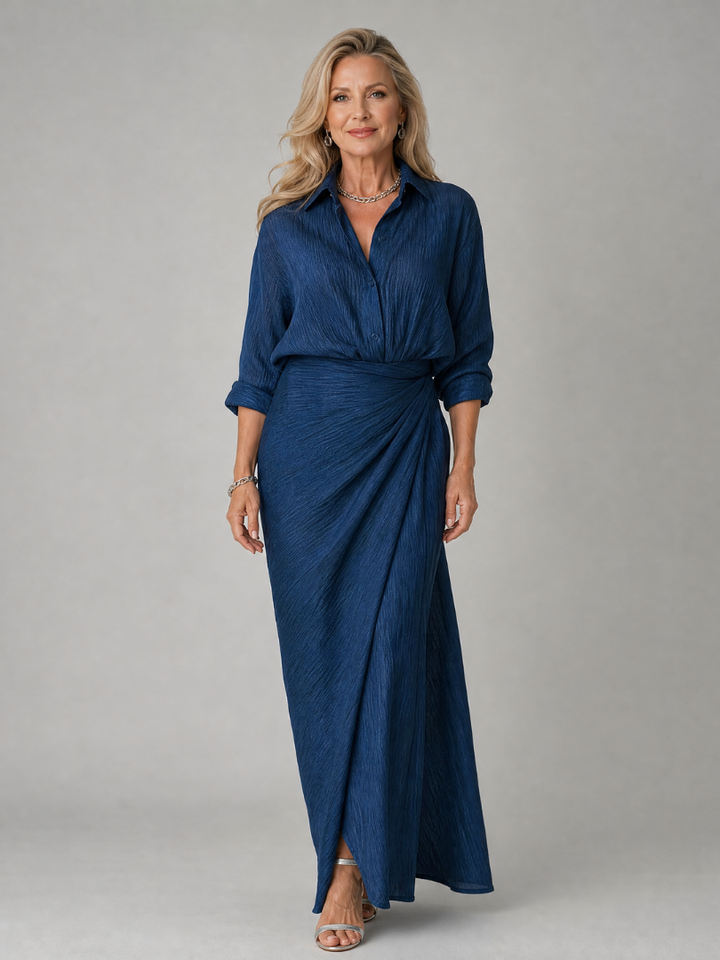 Gaëlle | Robe Chemise Maxi Marine