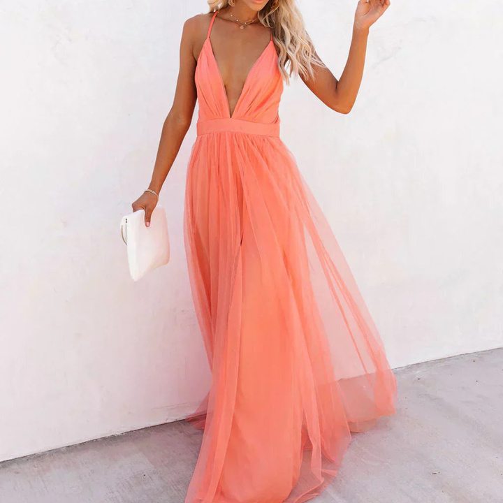 Geneviève | Robe Maxi Lumière Corail