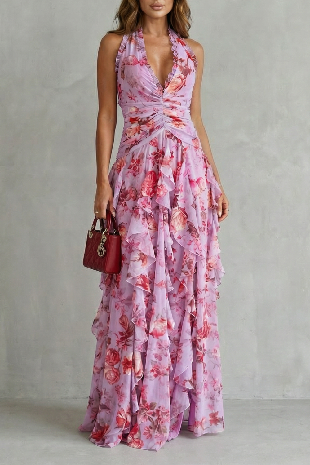 Béatrice | Robe Longue Romantique Cascade de Roses