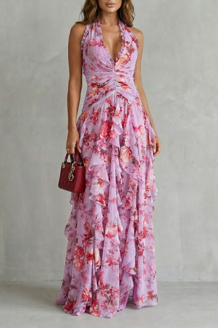 Béatrice | Robe Longue Romantique Cascade de Roses