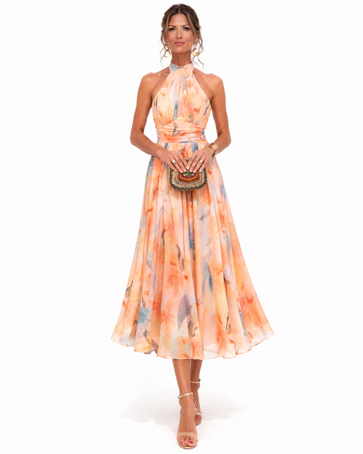 Aurore | Robe Halter Imprimé Aquarelle