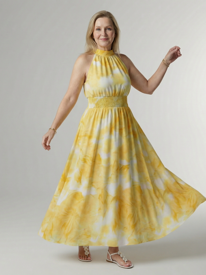 Béatrice | Robe Maxi Fleurie Dos-Nu