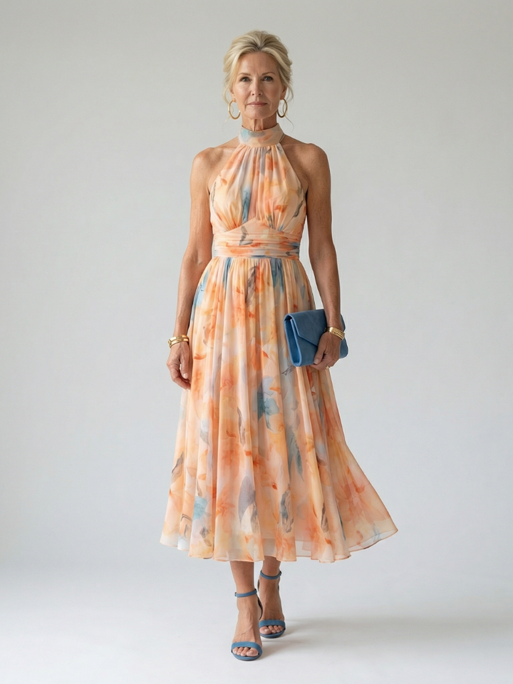 Romane | Robe Midi Multicolore Dos-Nu