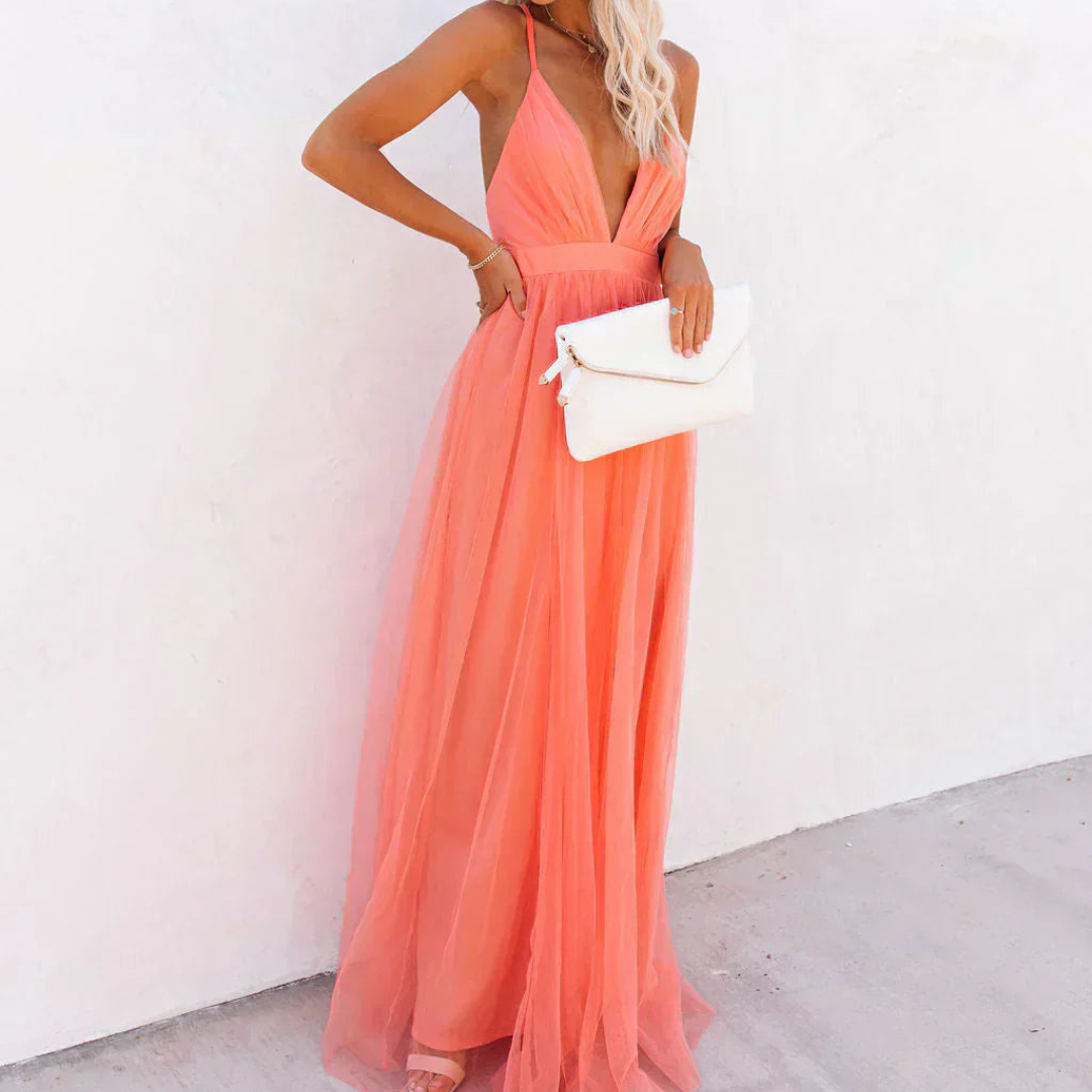 Geneviève | Robe Maxi Lumière Corail