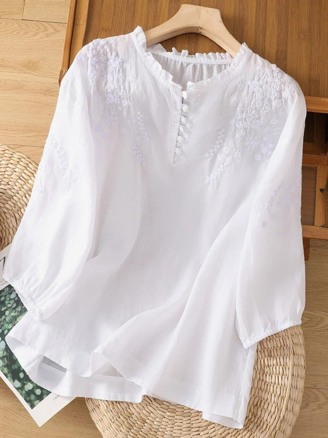 Dervla - Embroidered Linen Blouse