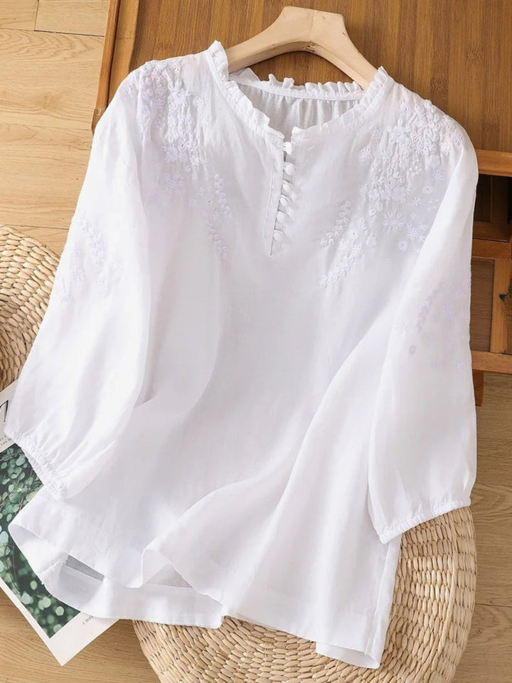 Dervla - Embroidered Linen Blouse
