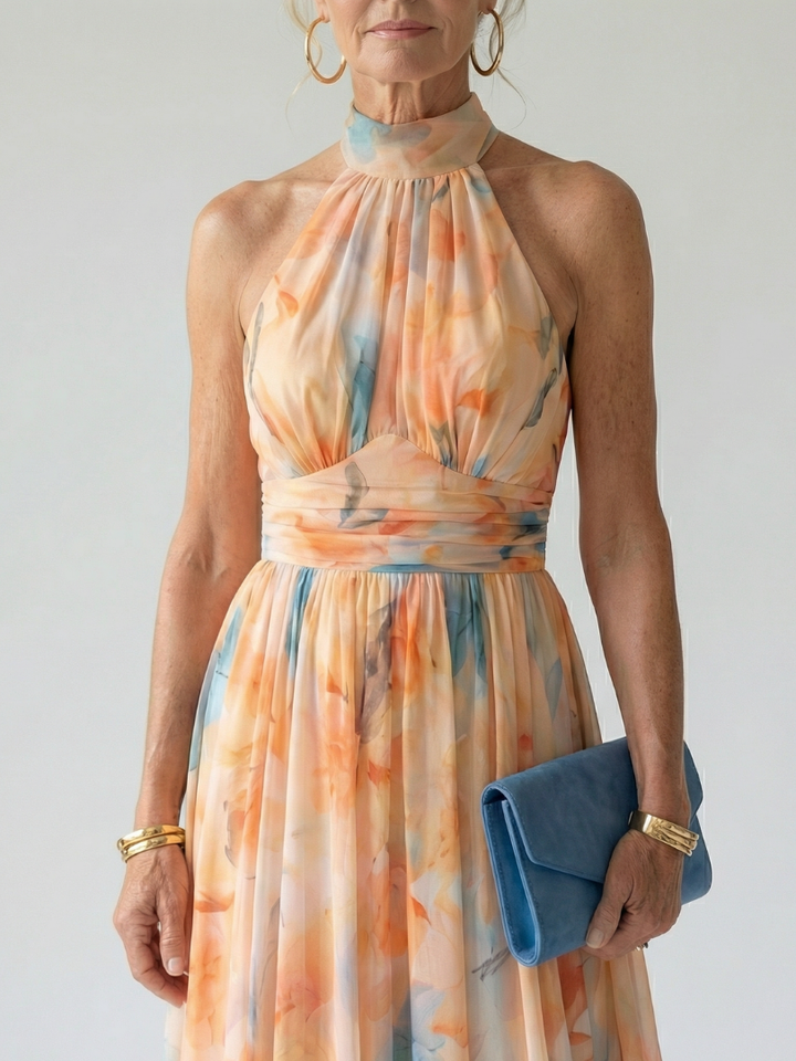 Romane | Robe Midi Multicolore Dos-Nu