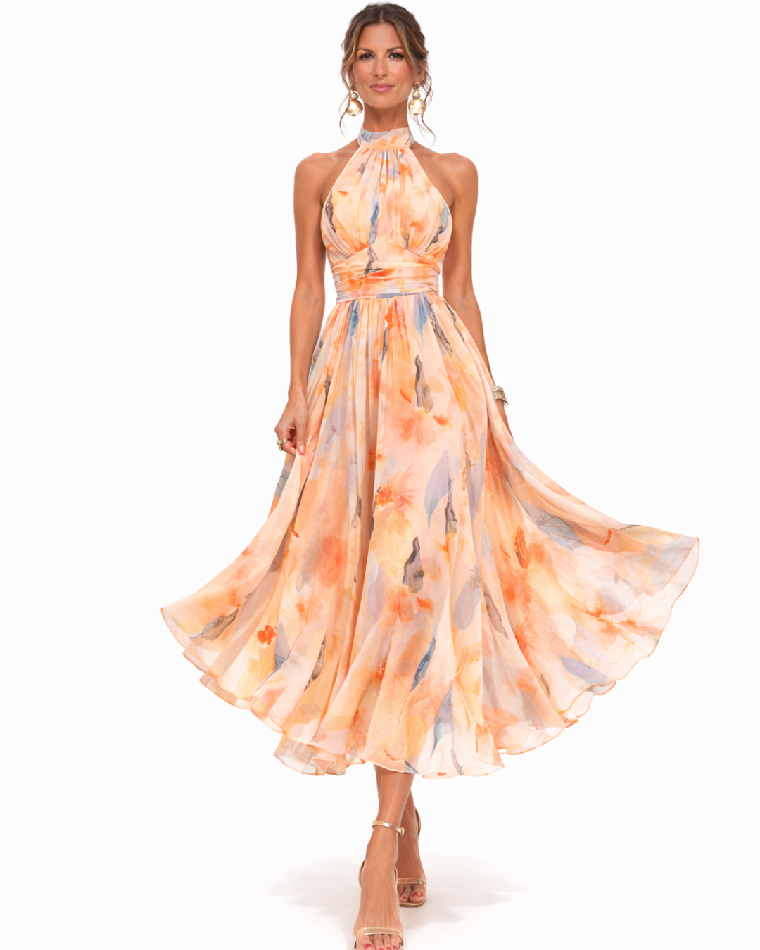 Aurore | Robe Halter Imprimé Aquarelle