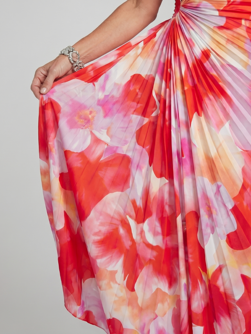 Camille | Robe Maxi Plissée Fleurie