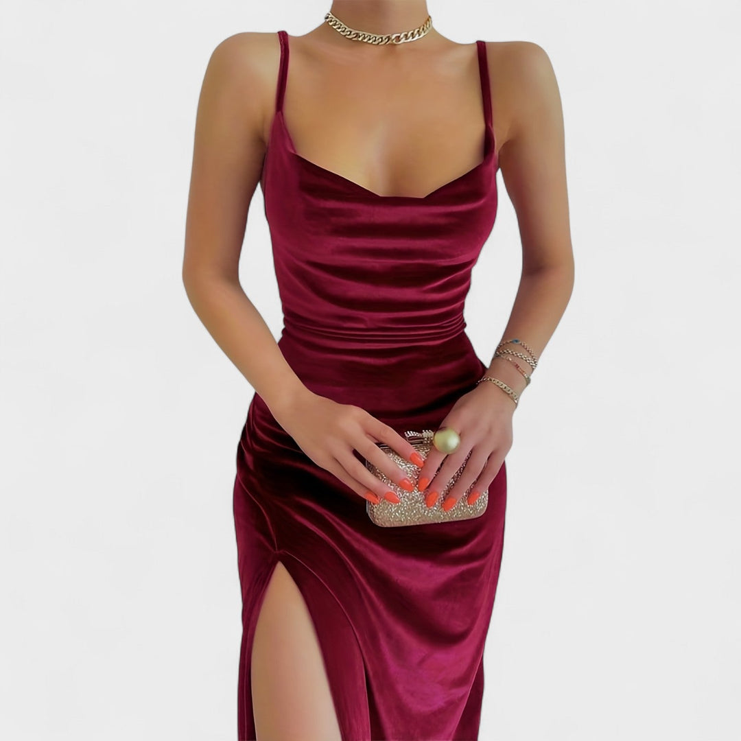 Eimear - Velvet Dress With Slit