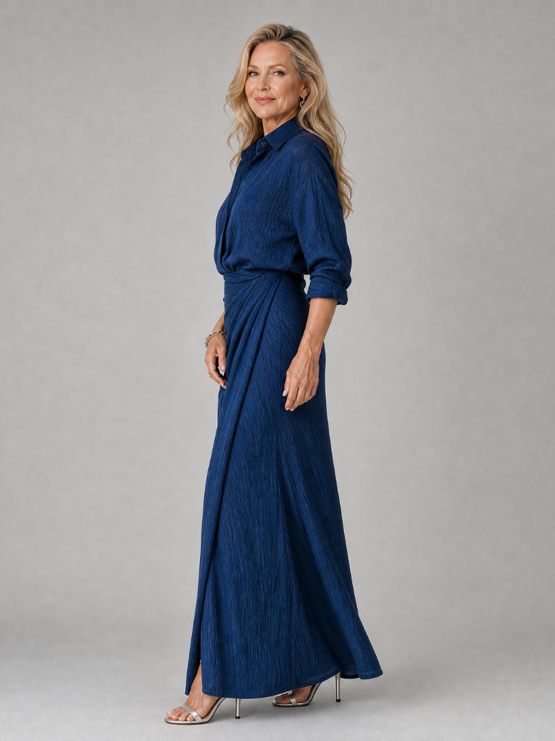 Gaëlle | Robe Chemise Maxi Marine