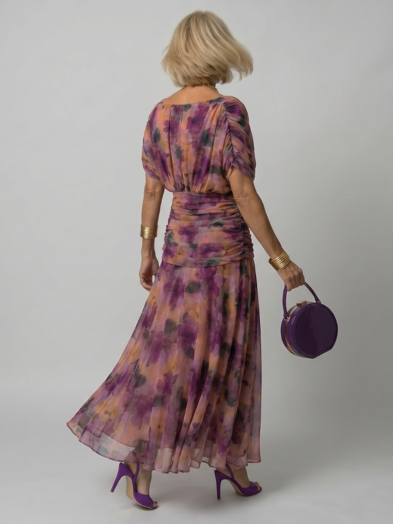 Axelle | Robe Midi Fleurie Aquarelle