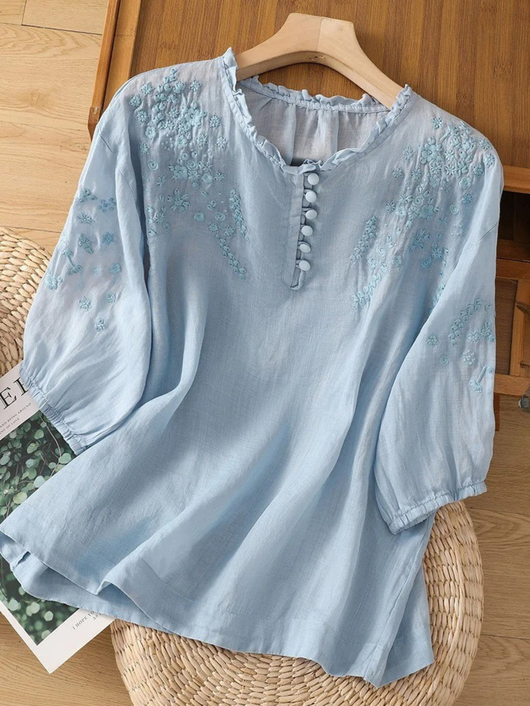 Dervla - Embroidered Linen Blouse