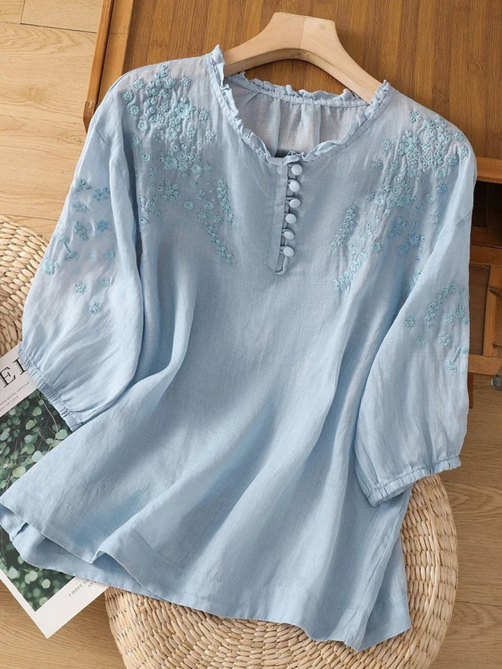 Dervla - Embroidered Linen Blouse