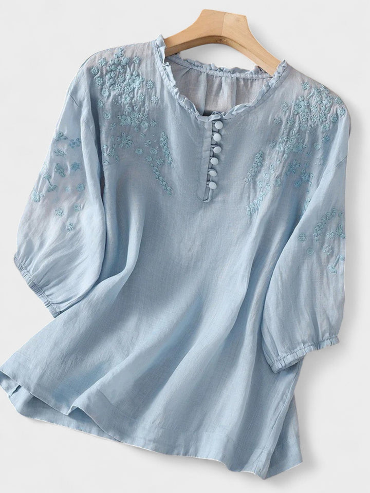 Dervla - Embroidered Linen Blouse