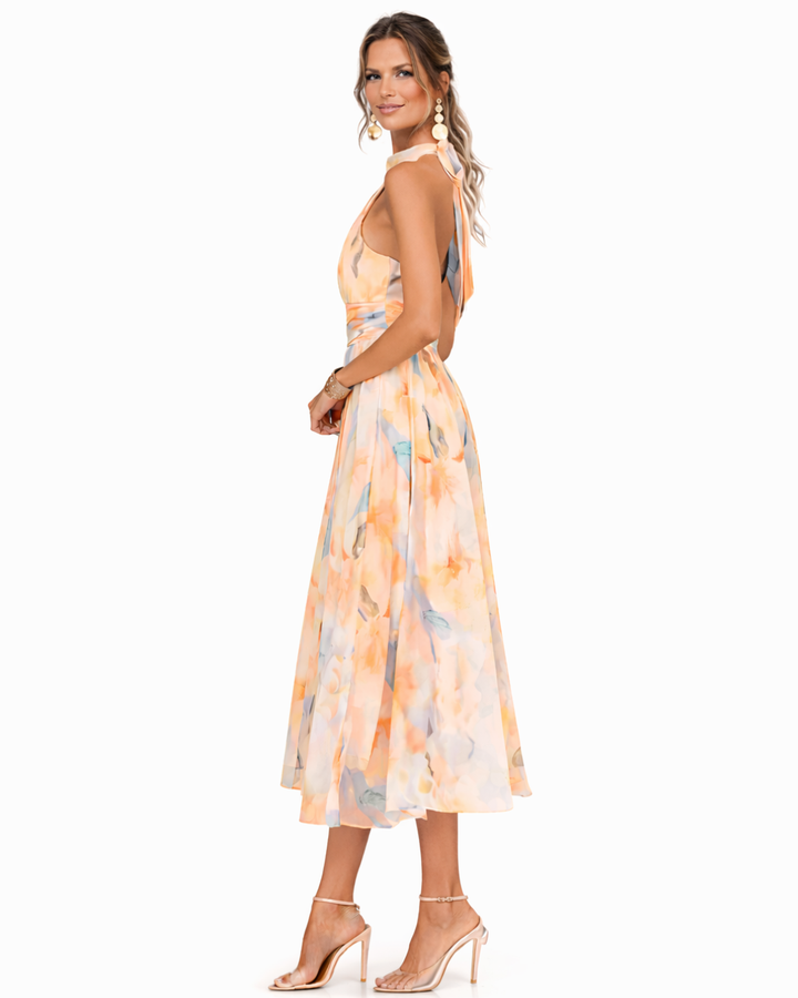 Aurore | Robe Halter Imprimé Aquarelle