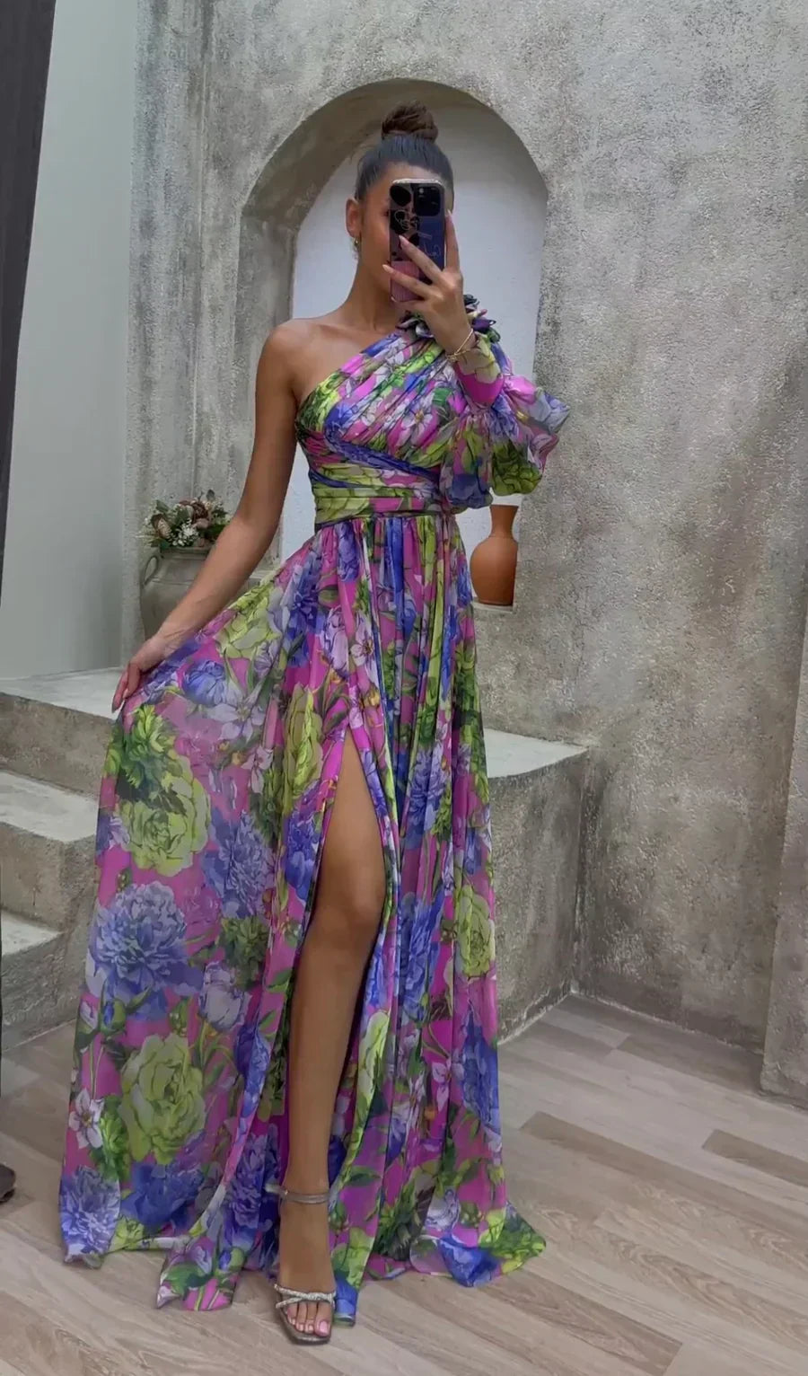 Dervla - One-Shoulder Floral Dress