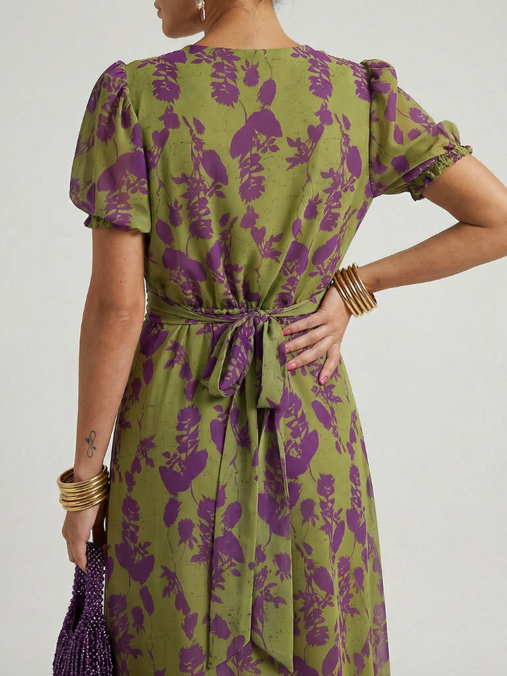 Christine | Robe Midi Croisée Fleurie