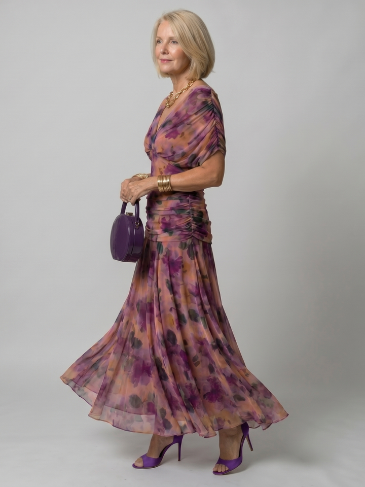 Axelle | Robe Midi Fleurie Aquarelle