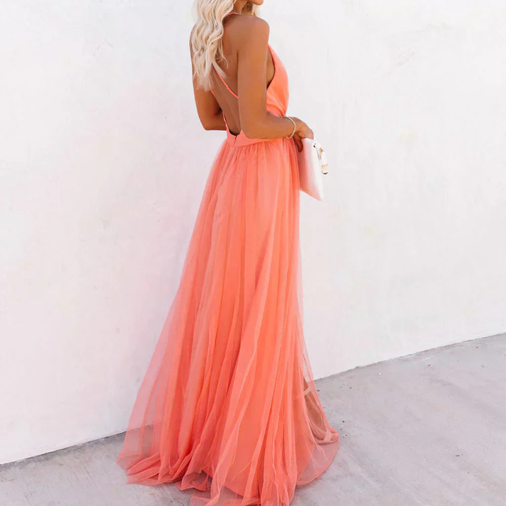 Geneviève | Robe Maxi Lumière Corail