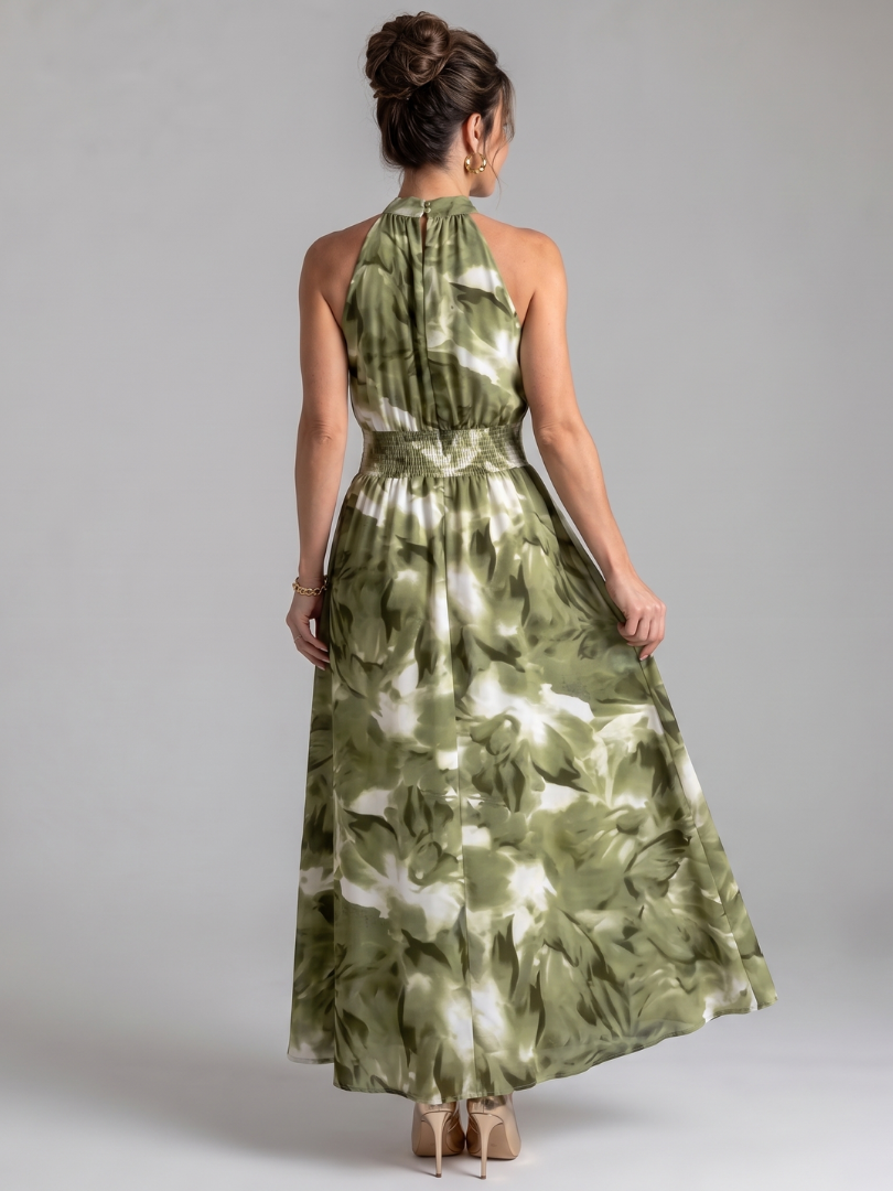 Corinne | Robe Maxi Imprimé Tropical Dos-Nu