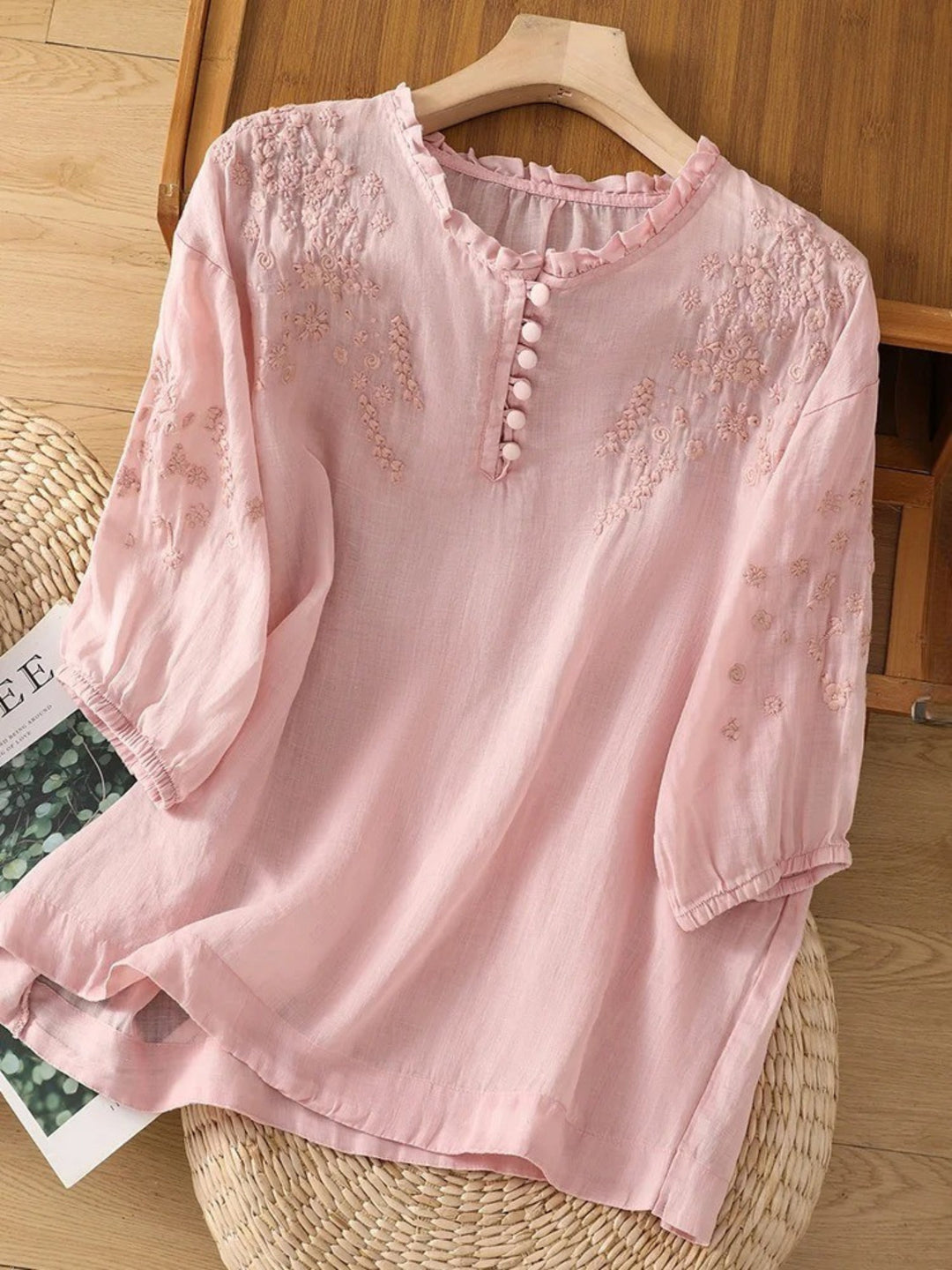 Dervla - Embroidered Linen Blouse