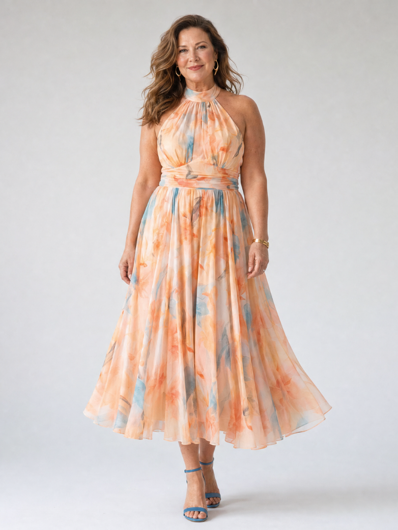 Romane | Robe Midi Multicolore Dos-Nu