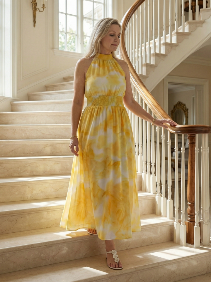 Béatrice | Robe Maxi Fleurie Dos-Nu