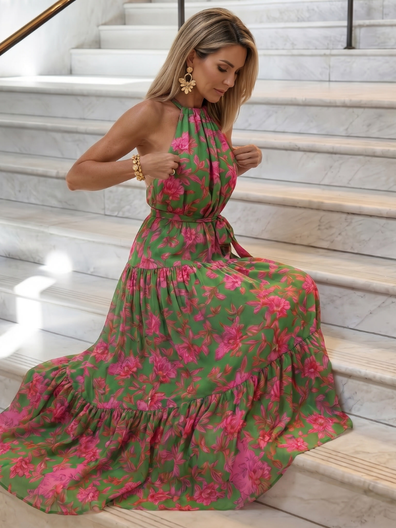 Wilhelmine | Robe Midi Fleurie Tropicale