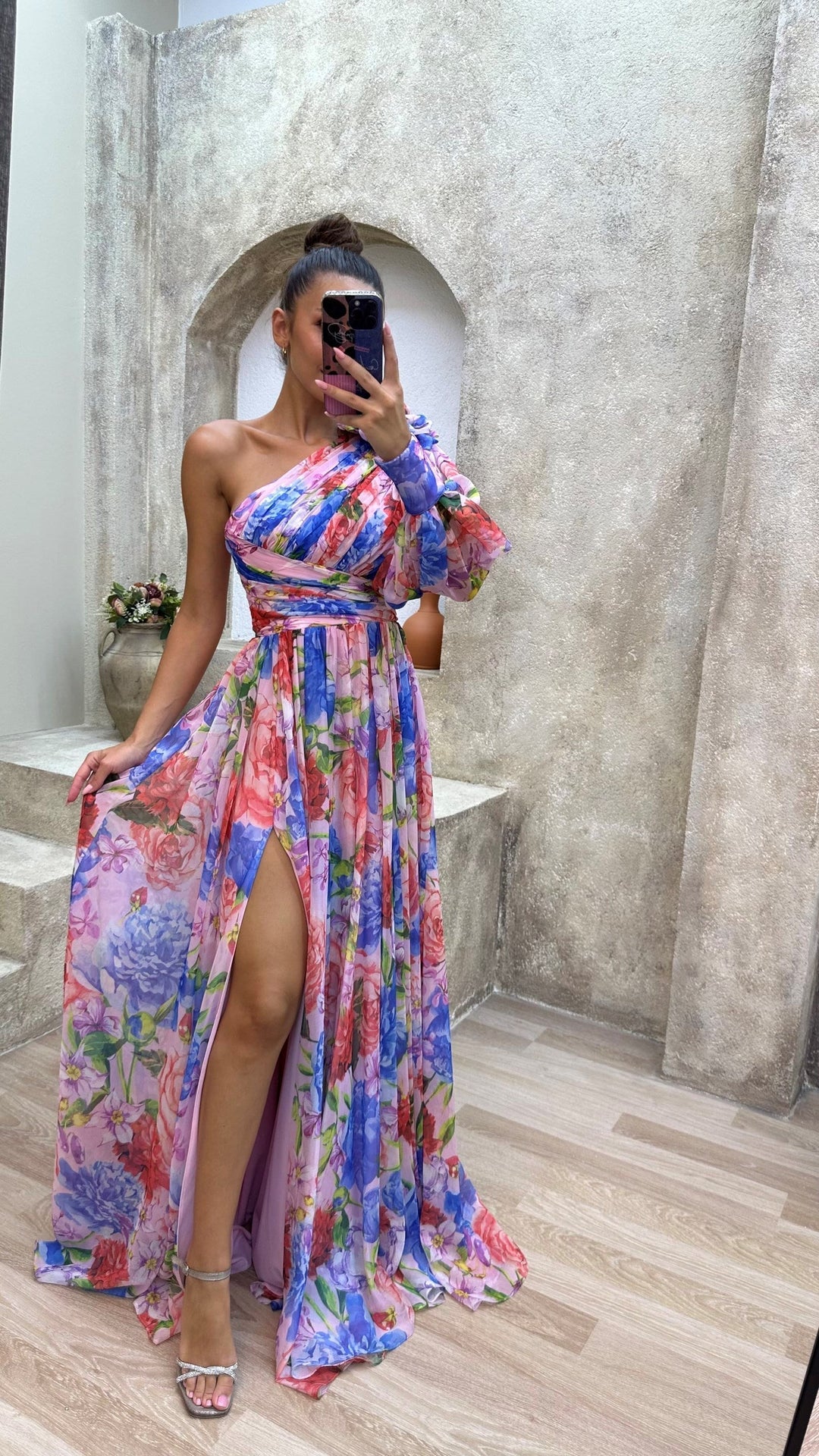 Eabha - One-Shoulder Floral Dress