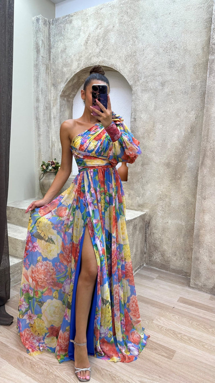 Eabha - One-Shoulder Floral Dress