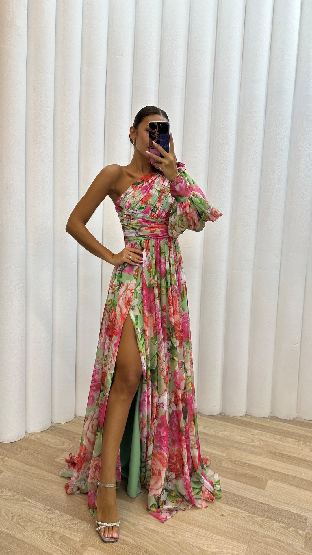 Eabha - One-Shoulder Floral Dress