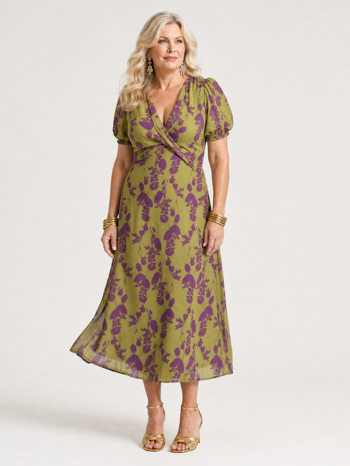 Christine | Robe Midi Croisée Fleurie