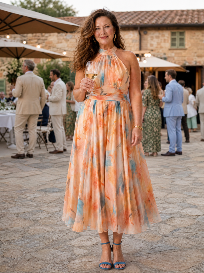 Romane | Robe Midi Multicolore Dos-Nu