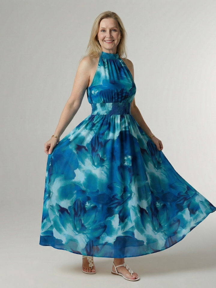 Béatrice | Robe Maxi Fleurie Dos-Nu