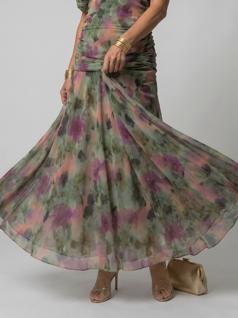 Axelle | Robe Midi Fleurie Aquarelle
