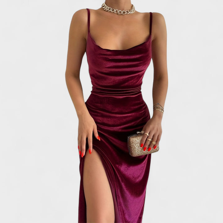 Eimear - Velvet Dress With Slit
